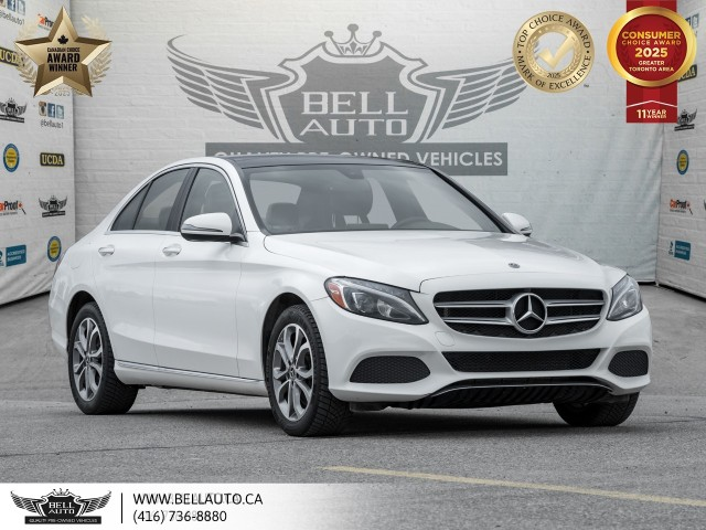 2018 Mercedes-Benz C-Class C 300, AWD, PANO, BACKUPCAM, B.SPOT, LEATHER, WOOD