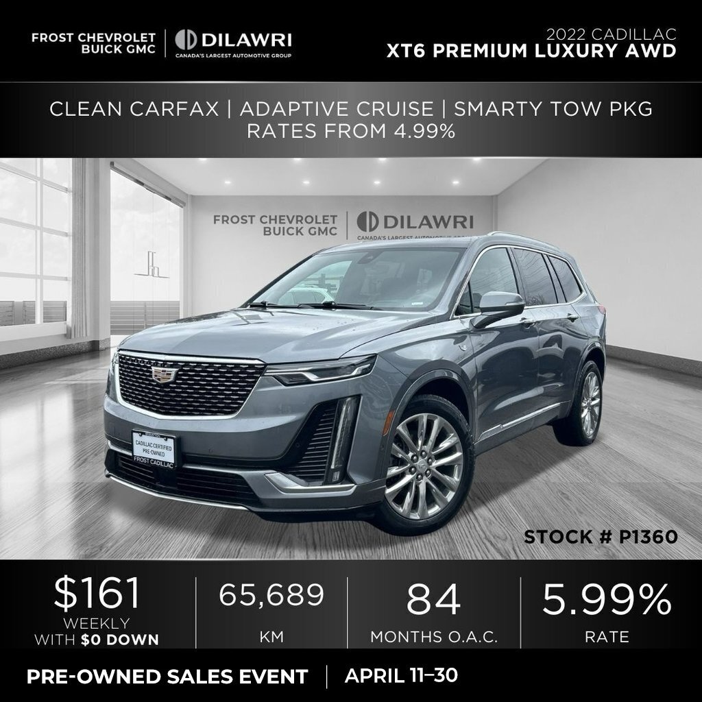 2022 Cadillac XT6 Premium Luxury AWD Clean CarFax | Adaptive Cruise 