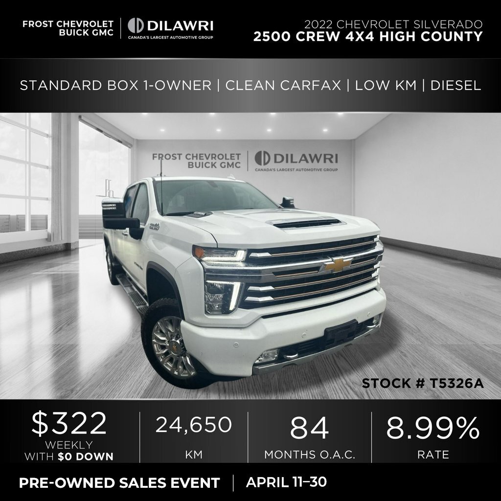 2022 Chevrolet Silverado 2500 Crew 4x4 High County Standard Box 1-Owner | Clean 