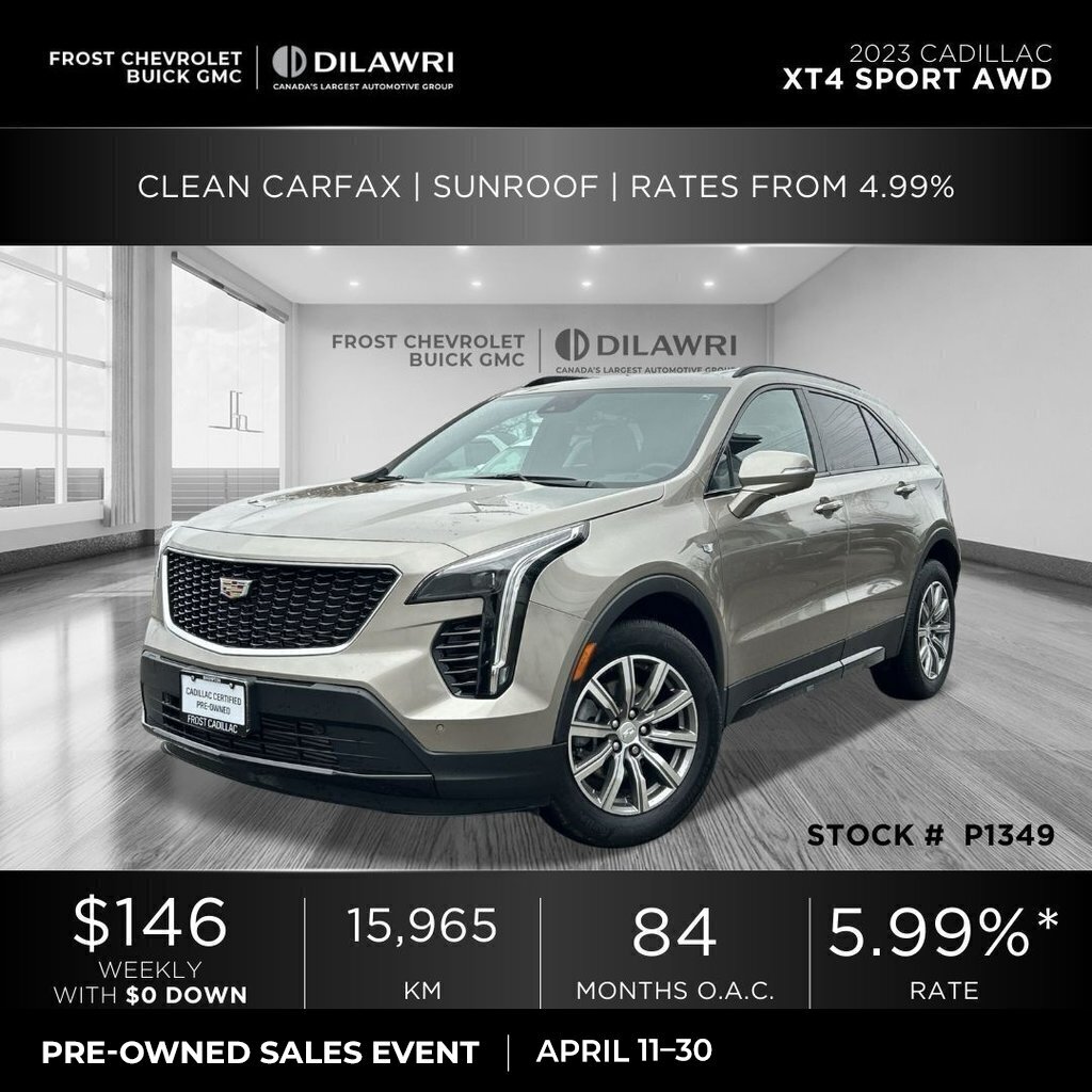 2023 Cadillac XT4 Sport AWD Clean CarFax | Sunroof | Rates from 4.99