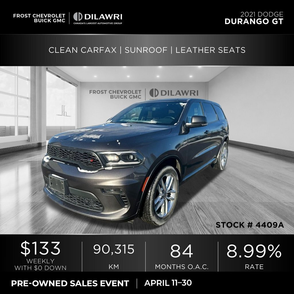 2021 Dodge Durango GT Clean CarFax | Sunroof | Leather Seats |