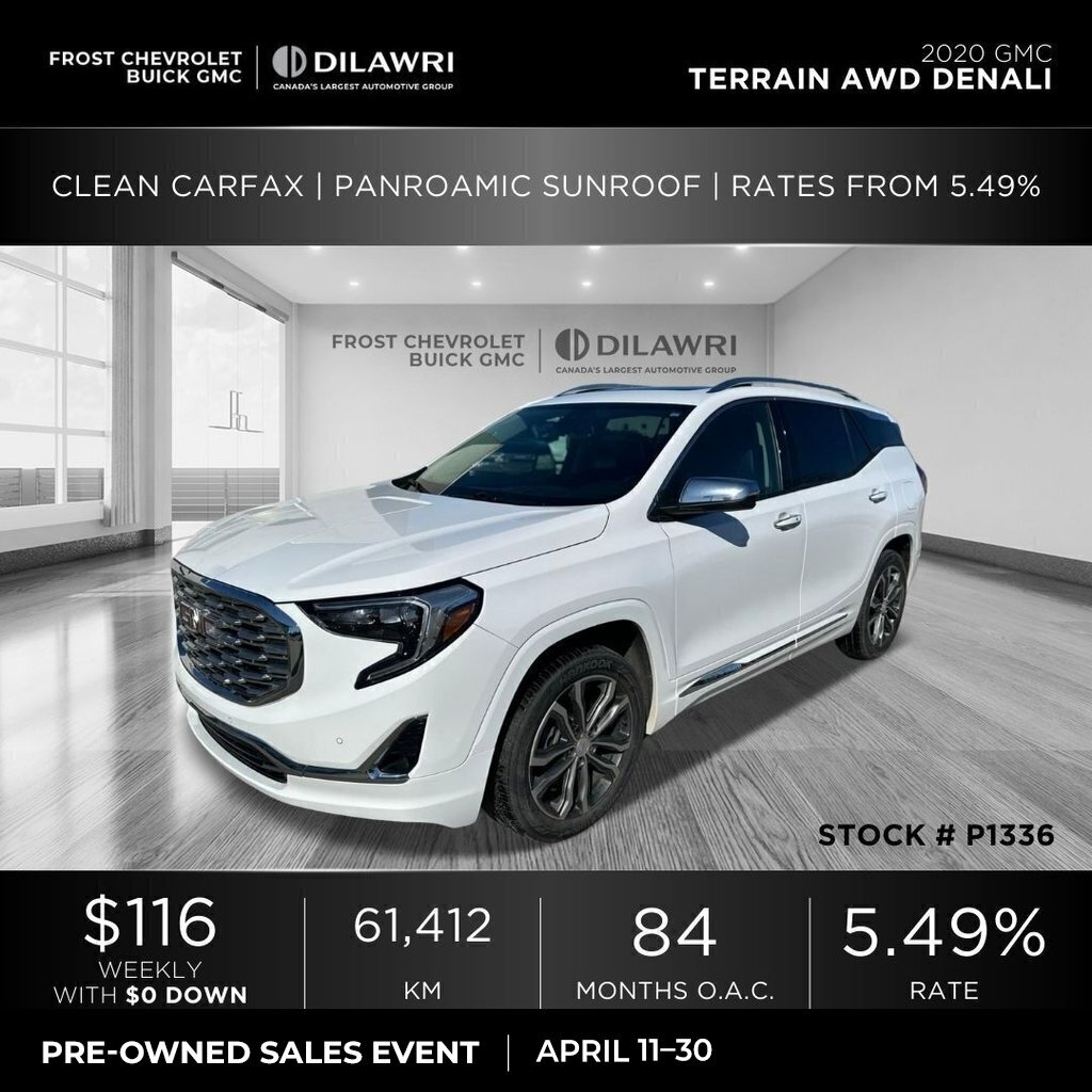 2020 GMC Terrain AWD Denali Clean CarFax | Panroamic Sunroof | Rate