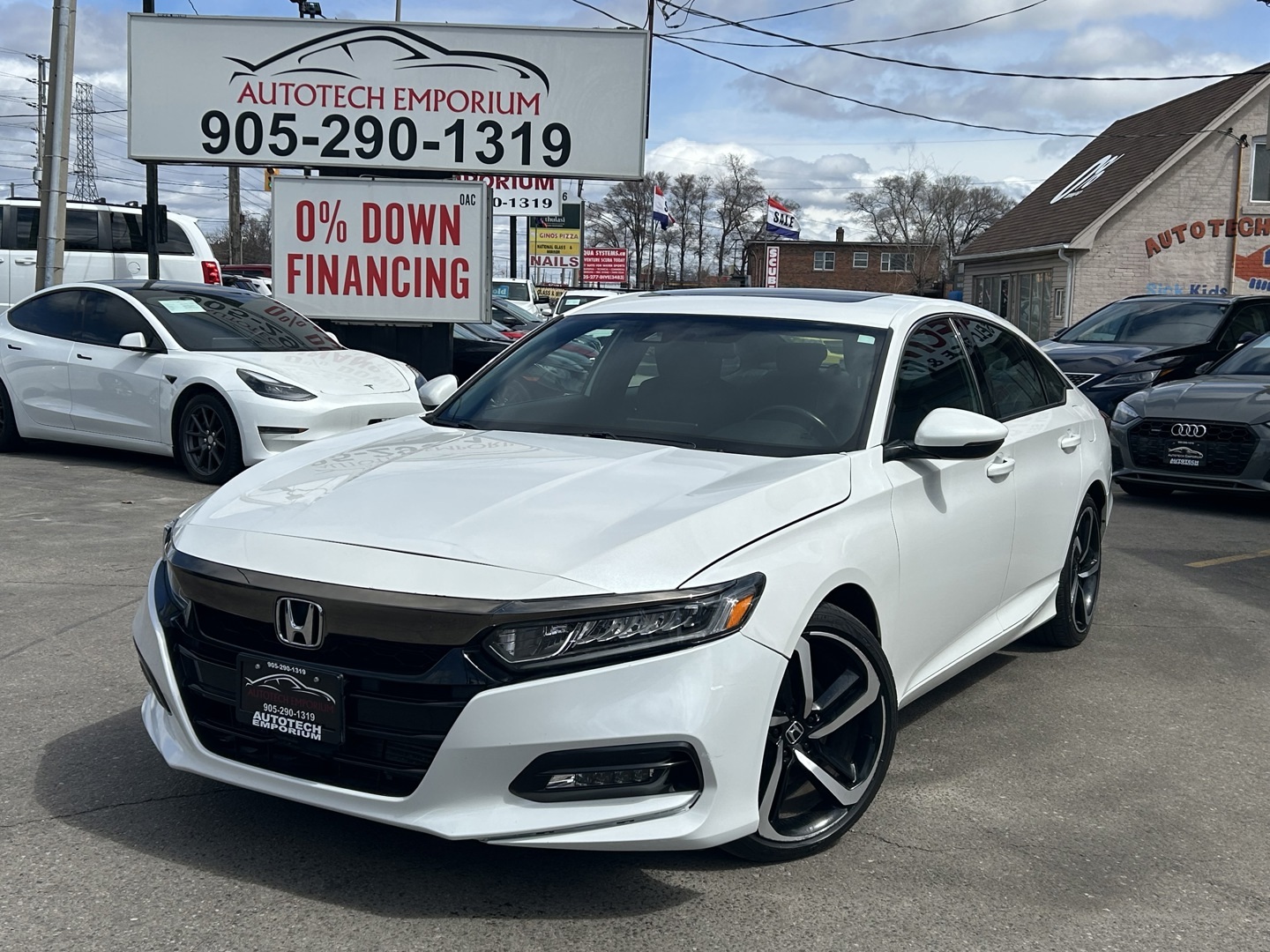 2019 Honda Accord Sport Pearl White Leather / Sunroof / Honda Sensin