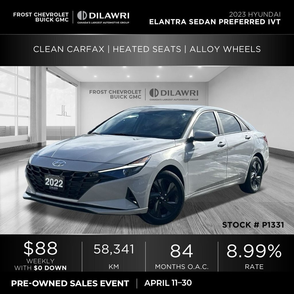 2023 Hyundai Elantra Preferred IVT Clean CarFax | Heated Seats | Alloy 
