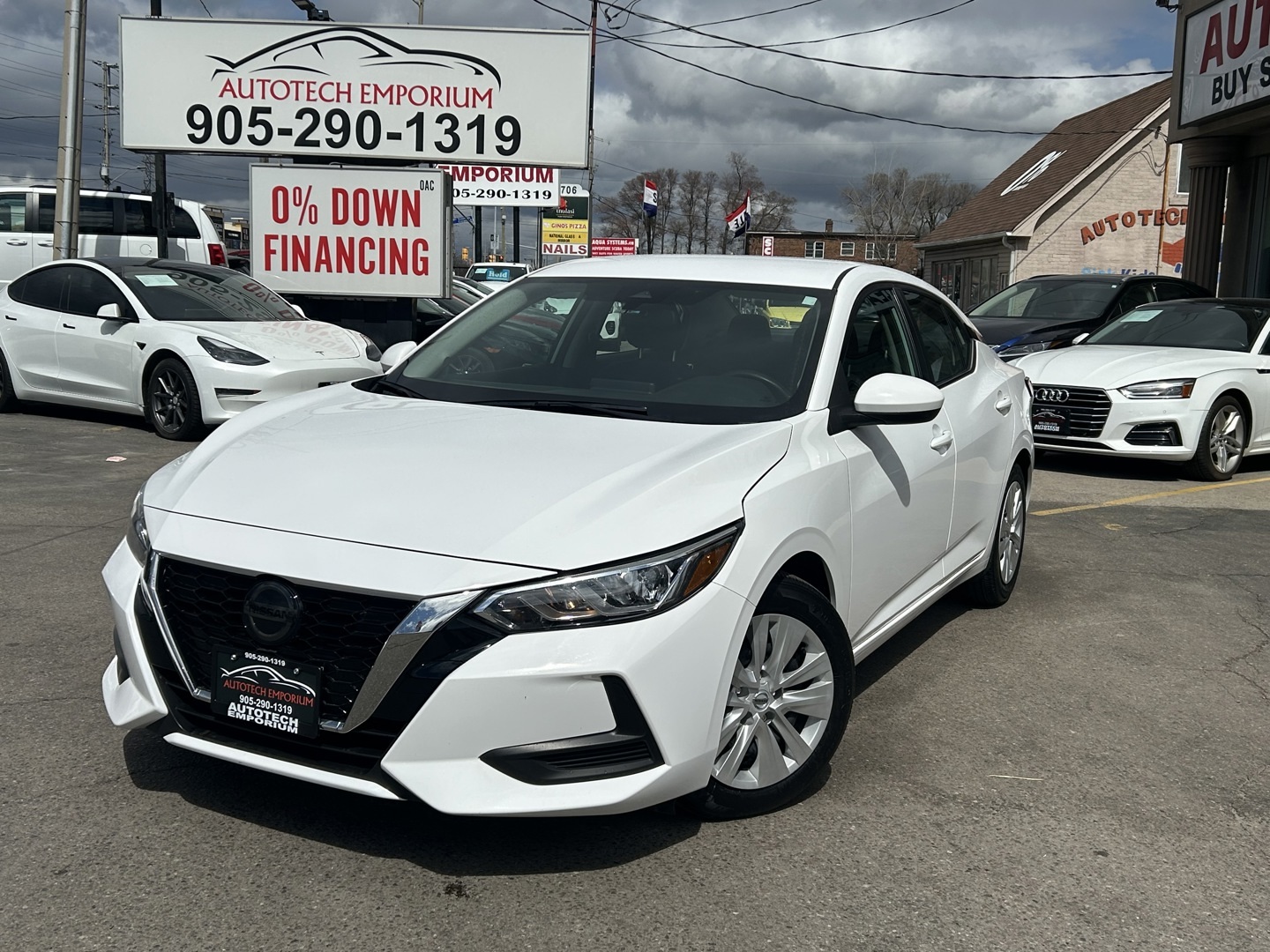 2022 Nissan Sentra S Pearl White Heated Seats / Push Start / Forward 