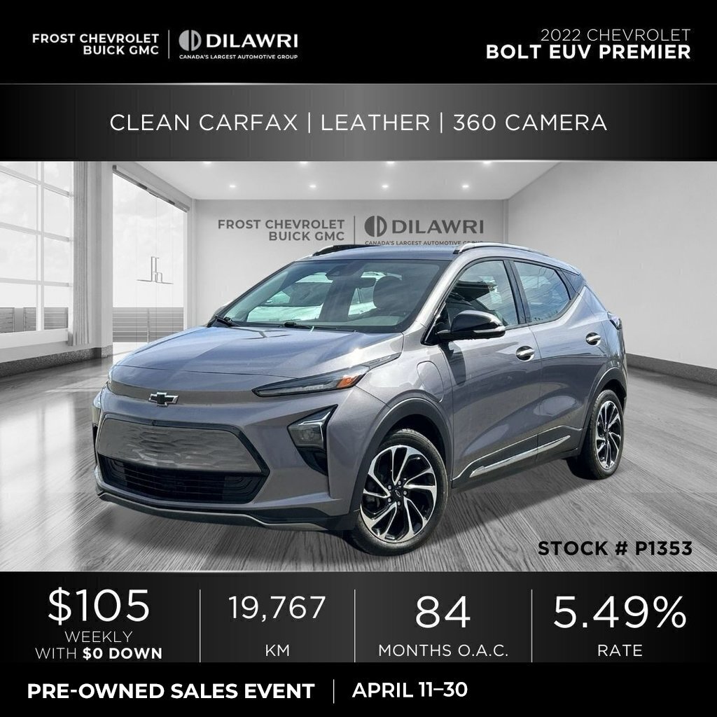 2022 Chevrolet Bolt EUV Premier Clean CarFax | Leather | 360 Camera