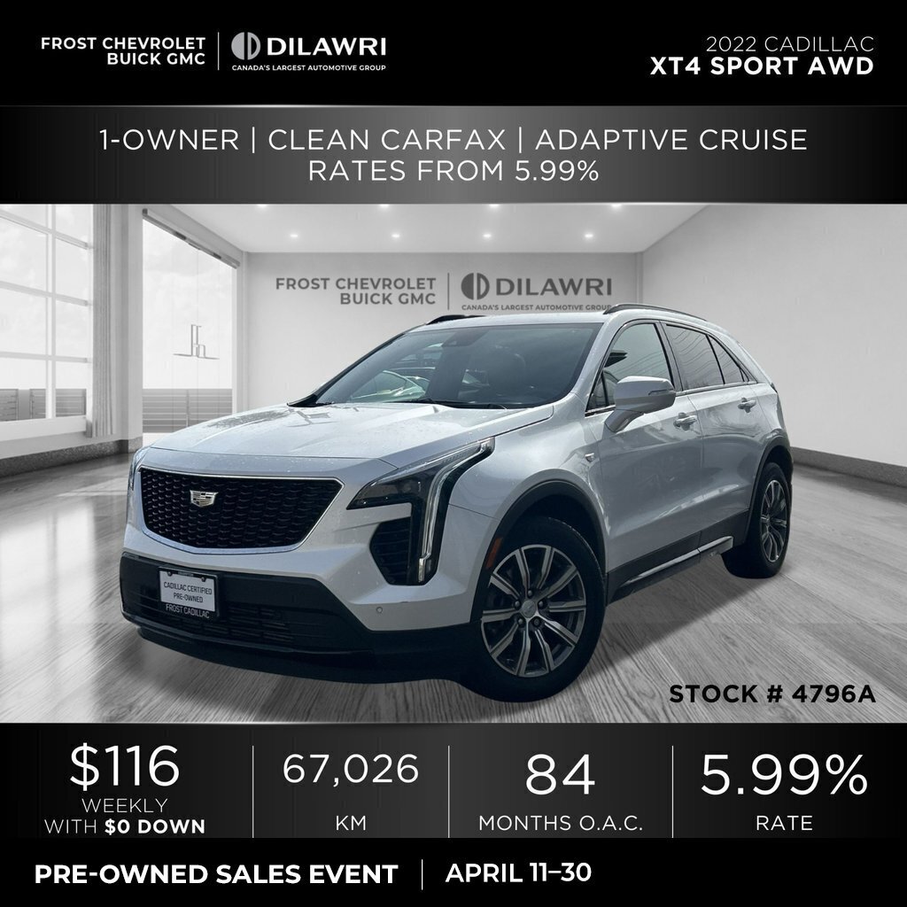 2022 Cadillac XT4 Sport AWD 1-Owner | Clean CarFax | Adaptive Cruise
