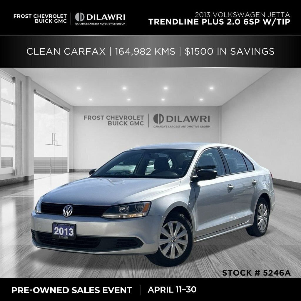 2013 Volkswagen Jetta Trendline plus 2.0 6sp w/Tip Clean CarFax | Low KM