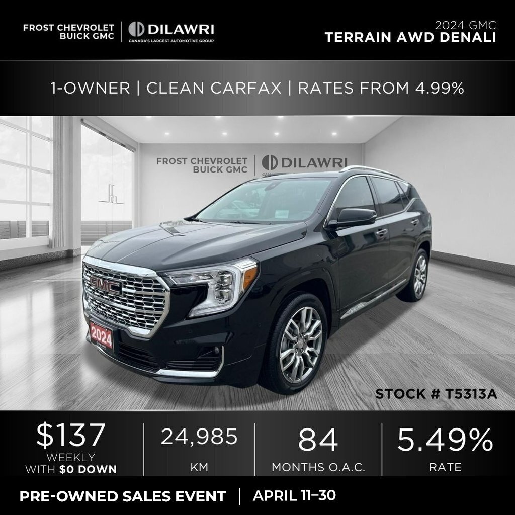 2024 GMC Terrain AWD Denali 1-Owner | Clean CarFax | Rates from 4.9