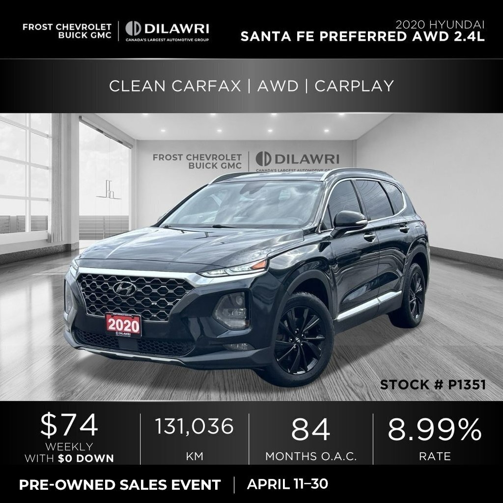 2020 Hyundai Santa Fe Preferred AWD 2.4L Clean CarFax | AWD | CarPlay |