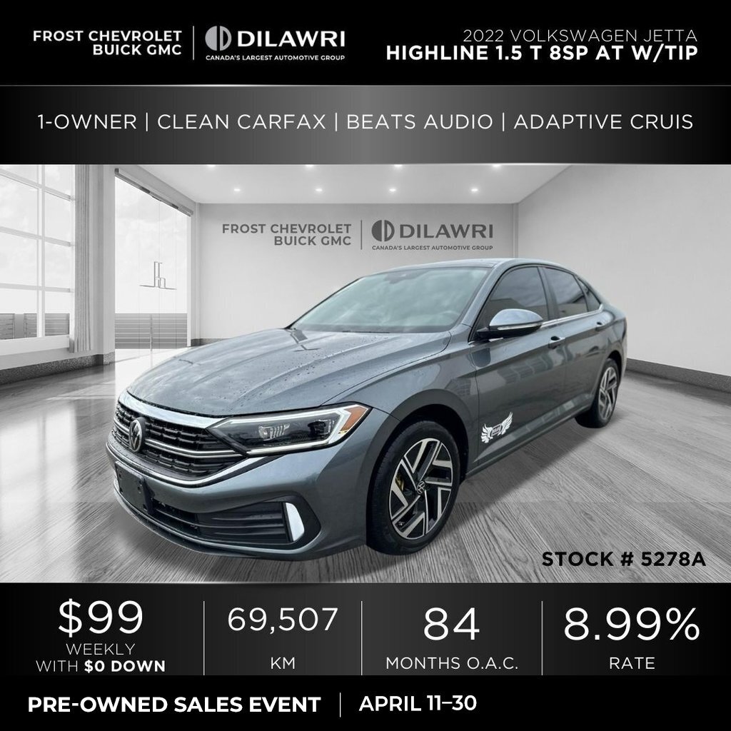 2022 Volkswagen Jetta Highline 1.5 T 8Sp at w/Tip 1-Owner | Clean CarFax