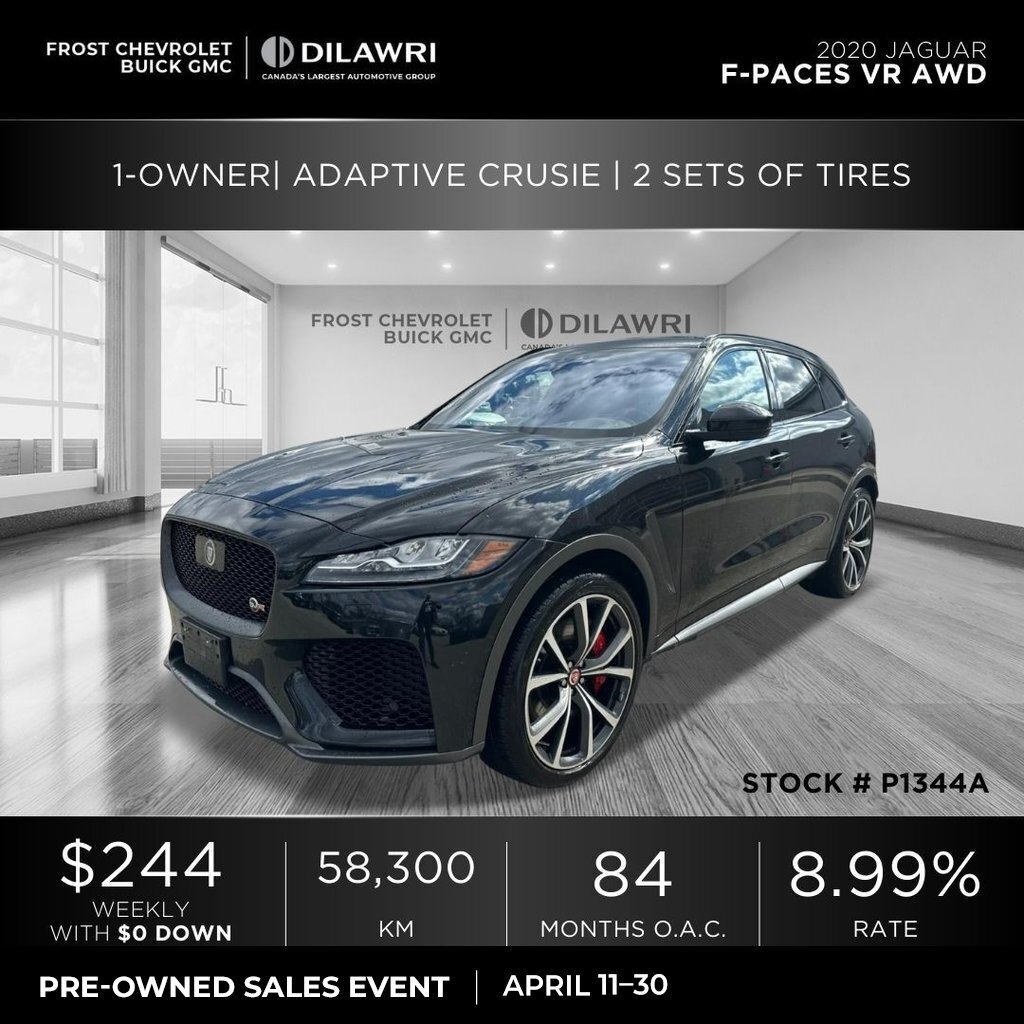 2020 Jaguar F-Pace SVR AWD 1-Owner| Adaptive Crusie | 2 Sets of Tires