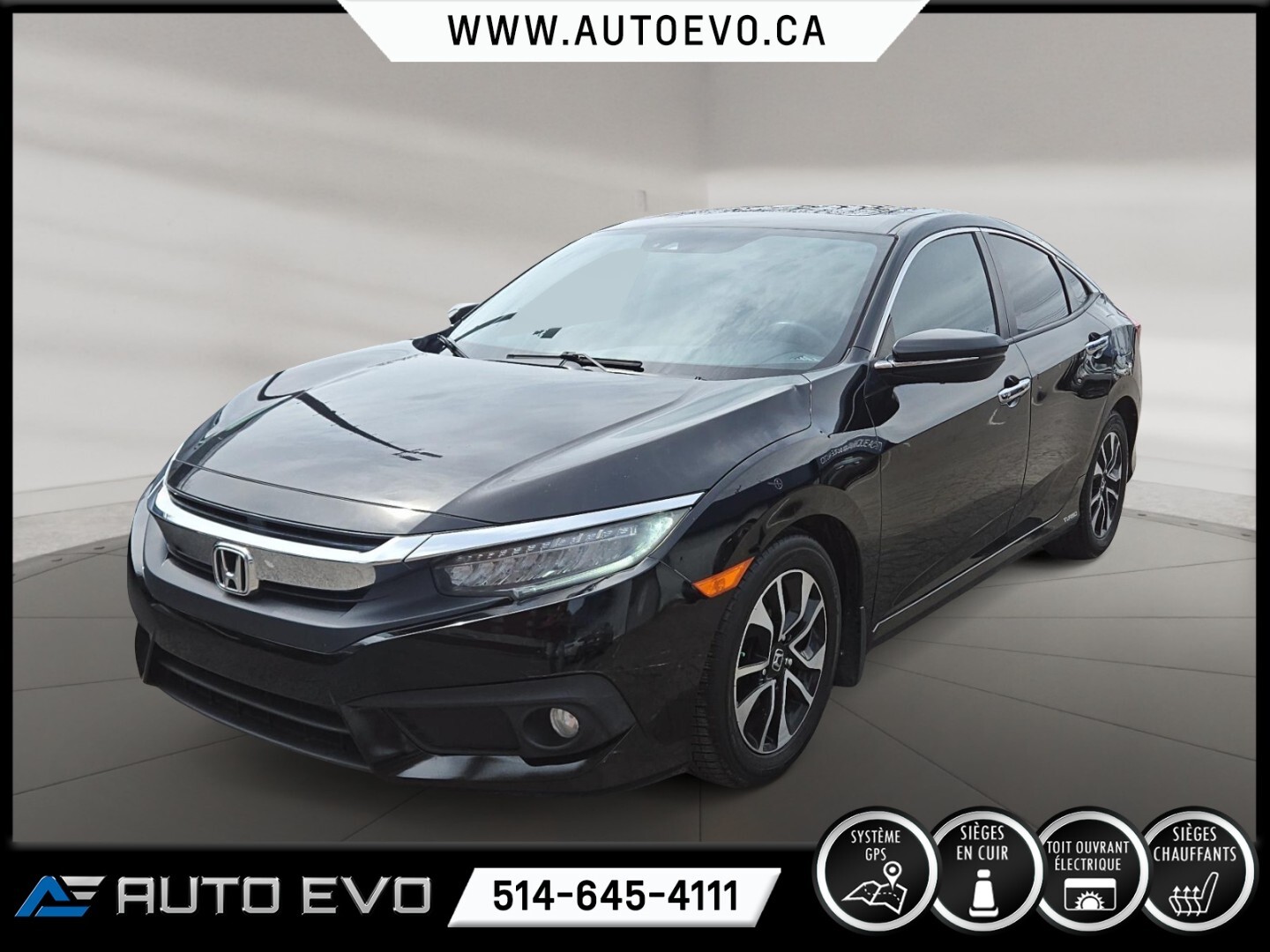 2017 Honda Civic TOURING * CUIR * TOIT * SIEGE CHAUFFANT * GPS * MA