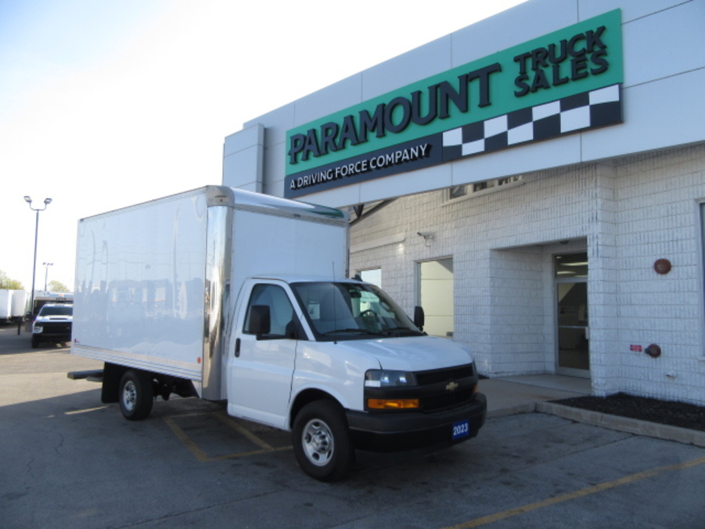 2023 GMC Savana Cargo Van GAS WITH 14 FT ALUMINUM CUBE VAN & ROLL OUT RAMP