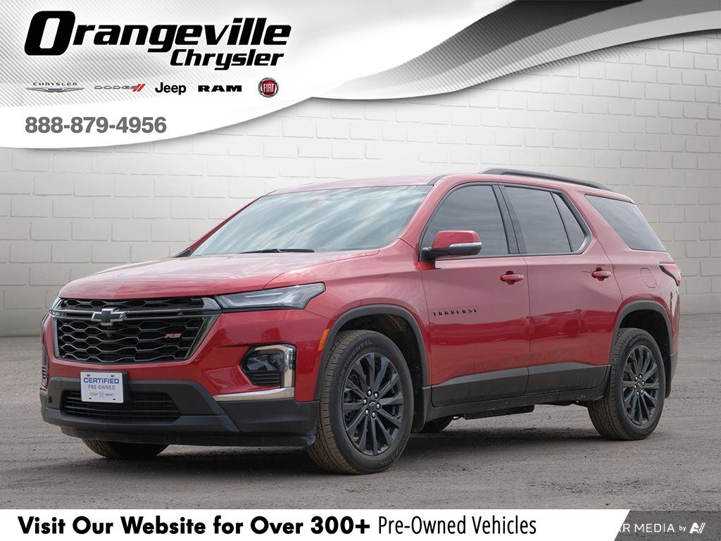 2023 Chevrolet Traverse RSRS AWD, V6, NAV, ROOF, HTD LEATHER, 1-OWNER!