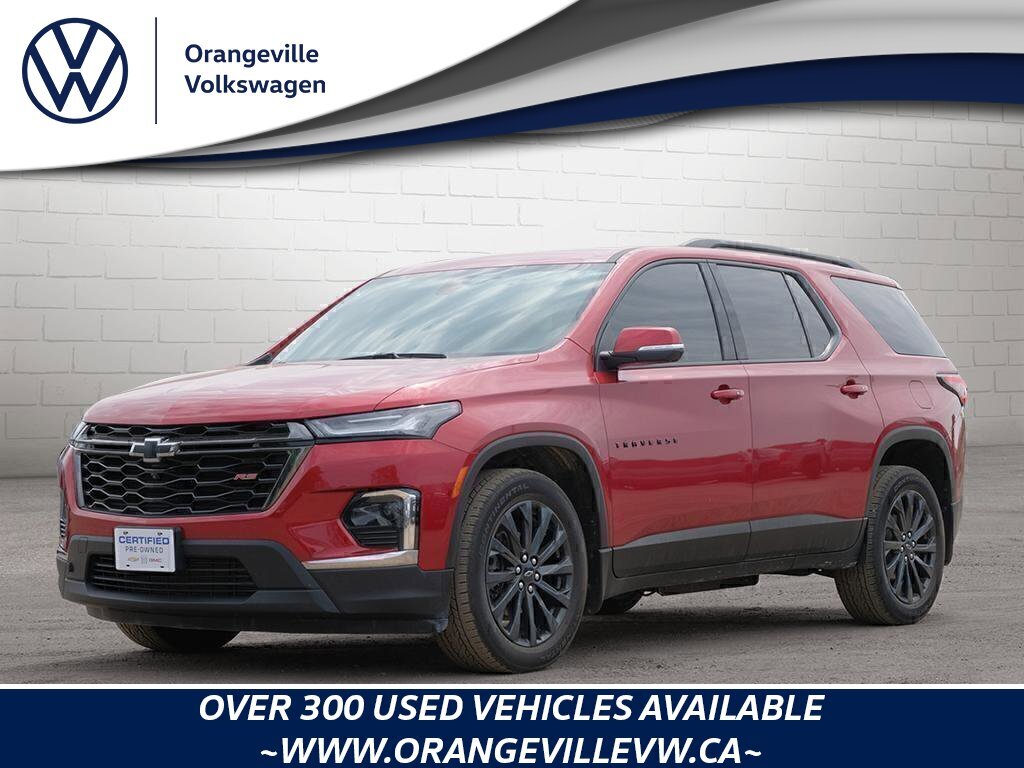 2023 Chevrolet Traverse RSRS AWD, V6, NAV, ROOF, HTD LEATHER, 1-OWNER!