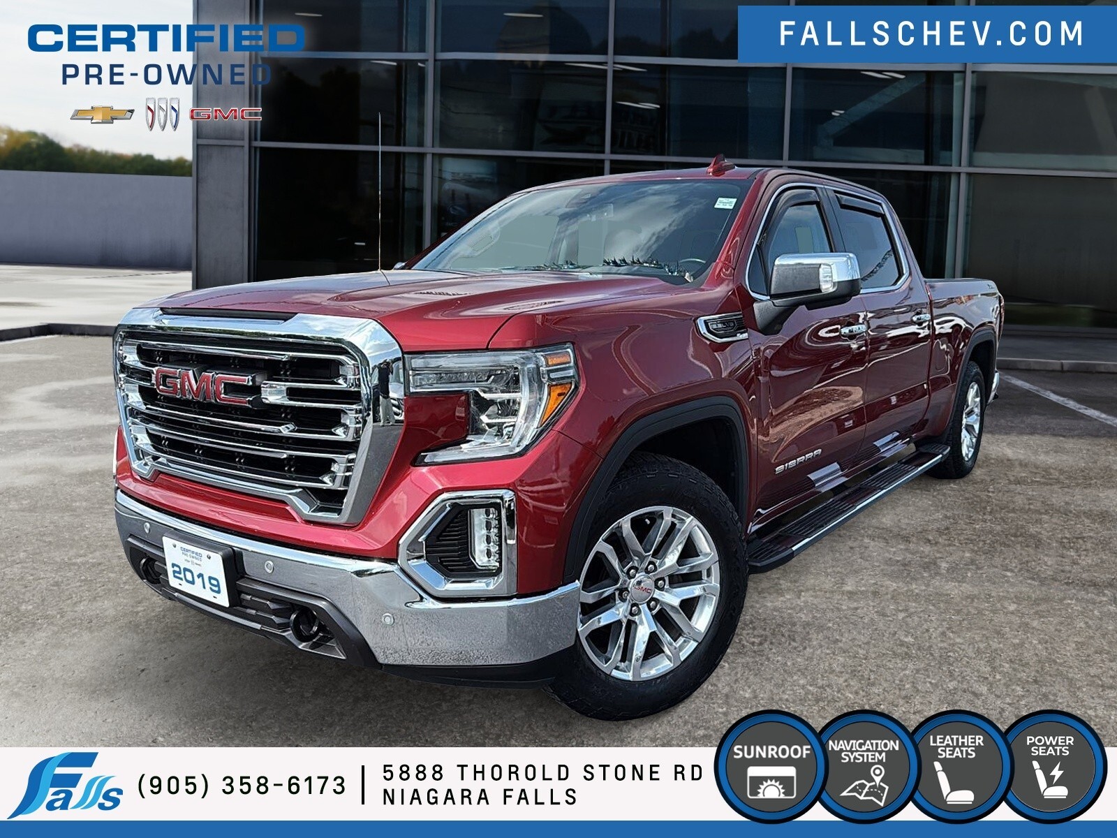2019 GMC Sierra 1500 SLT SUNROOF,LEATHER,NAV,X31,LONGBOX