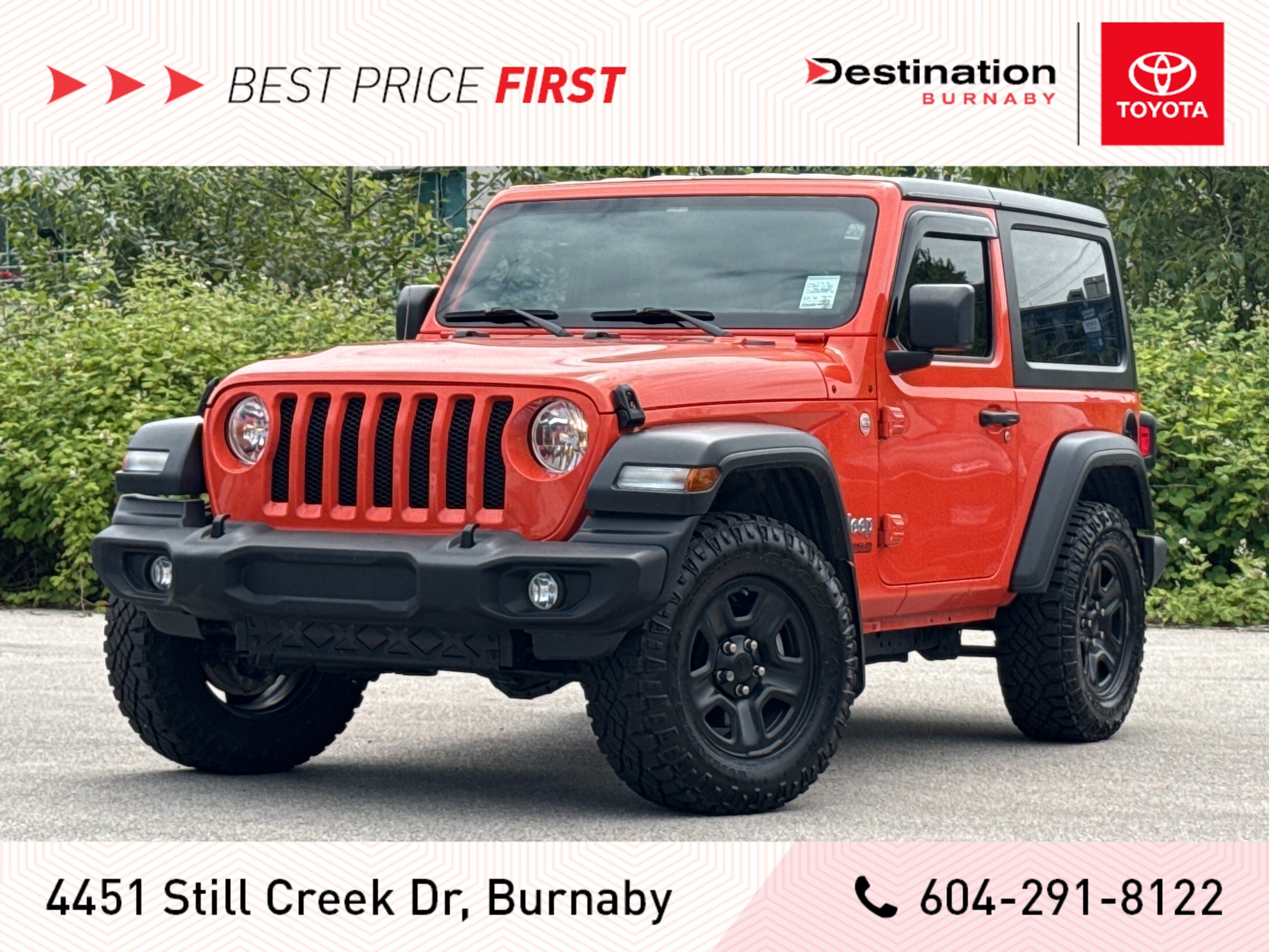 2019 Jeep Wrangler Sport 4x4 Auto - Local BC Car, 3-Piece Hard Top!