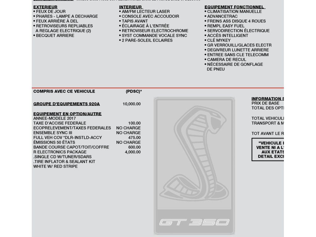 2017 Ford Shelby GT350 SHELBY   GT350R   MANUAL   BREMBO, Toronto, Cash
