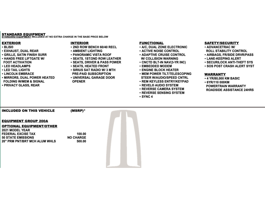 2021 Lincoln Nautilus Reserve, 多伦多, 全款车