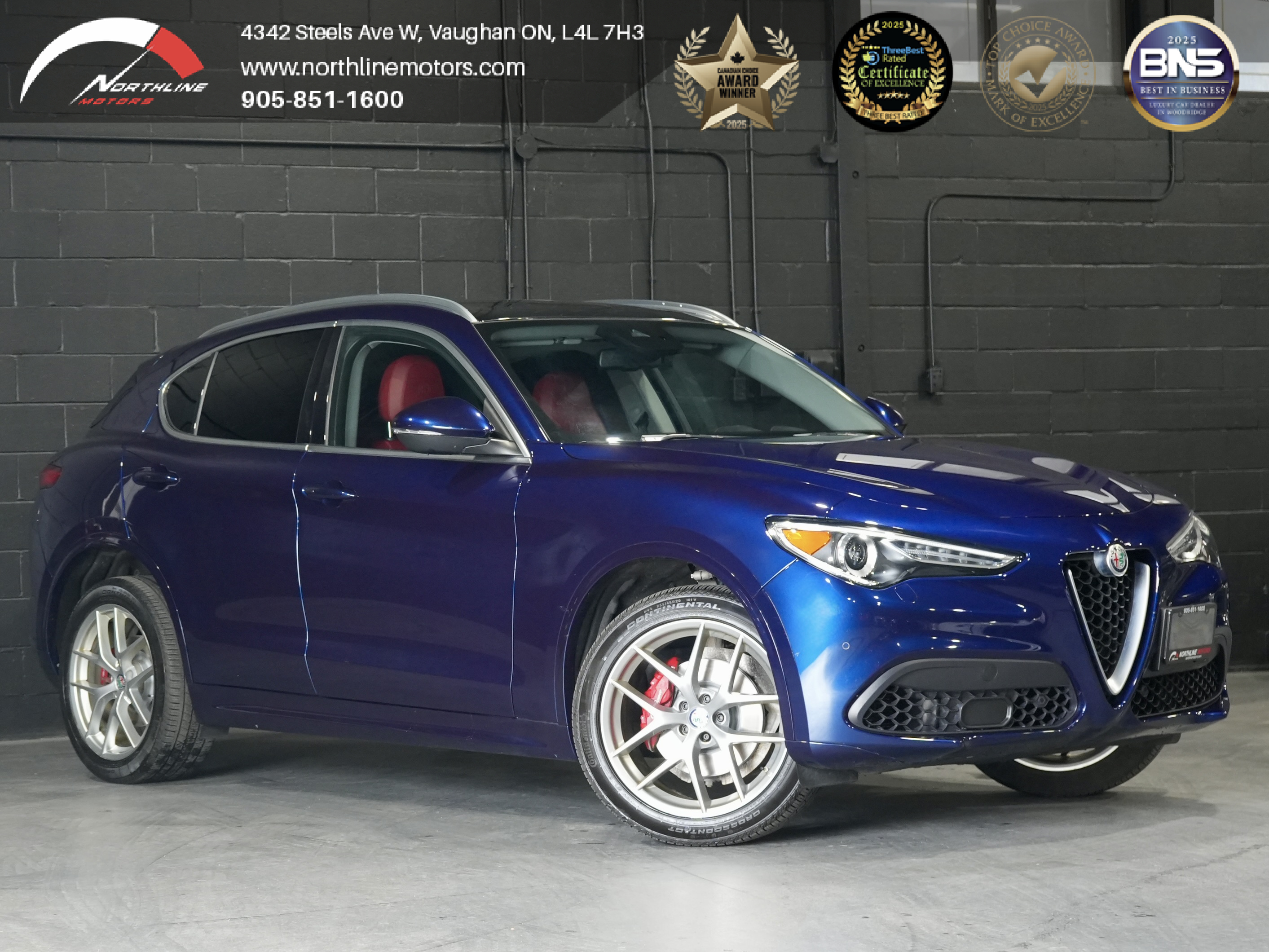 Blue 2021 Alfa Romeo Stelvio Ti AWD SUV / Crossover All-Wheel Drive 8-Speed Automatic