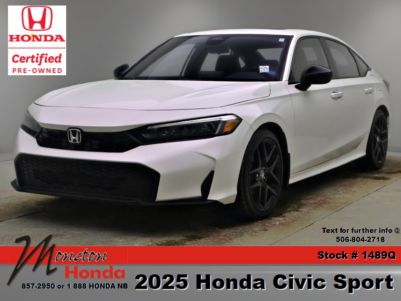 White 2025 Honda Civic Sedan Front-Wheel Drive Automatic