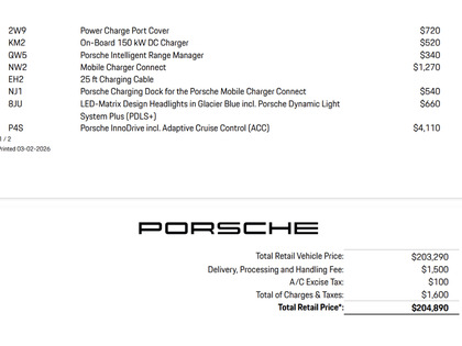 used 2020 Porsche Taycan car, priced at $87,900