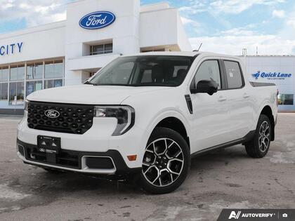 White 2025 Ford Maverick Lariat SuperCrew AWD Pickup Truck All-Wheel Drive Continuously Variable Transmission