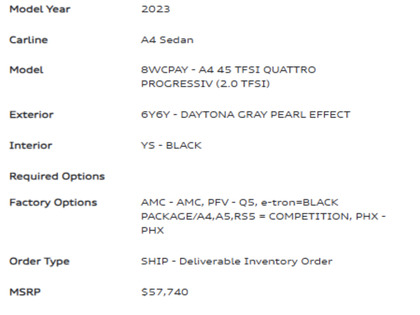 used 2023 Audi A4 car, priced at $33,900