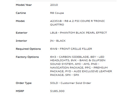 used 2010 Audi R8 car, priced at $87,900