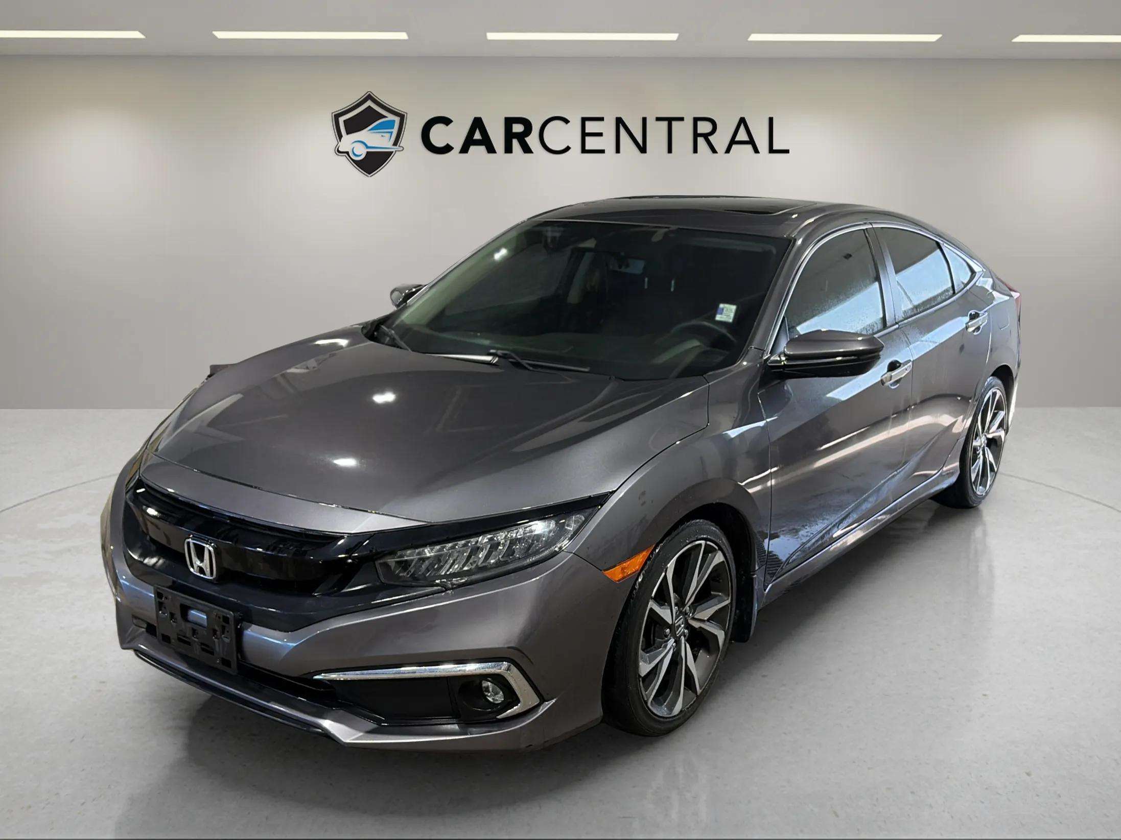 Gray 2021 Honda Civic Touring FWD Sedan Front-Wheel Drive Continuously Variable Transmission