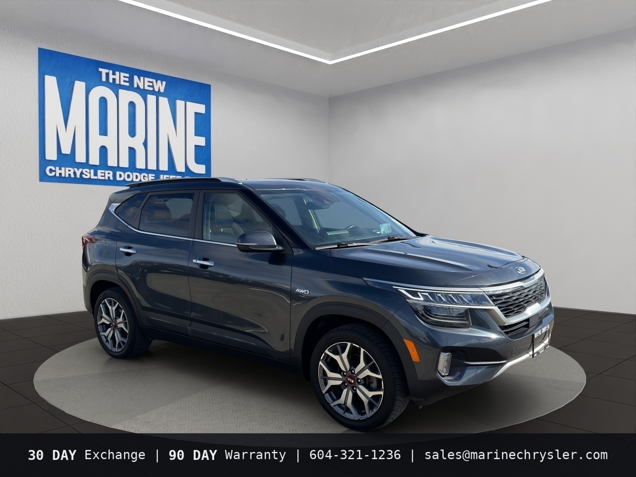 Gray 2021 Kia Seltos SX Turbo AWD SUV / Crossover All-Wheel Drive 7-Speed Automatic