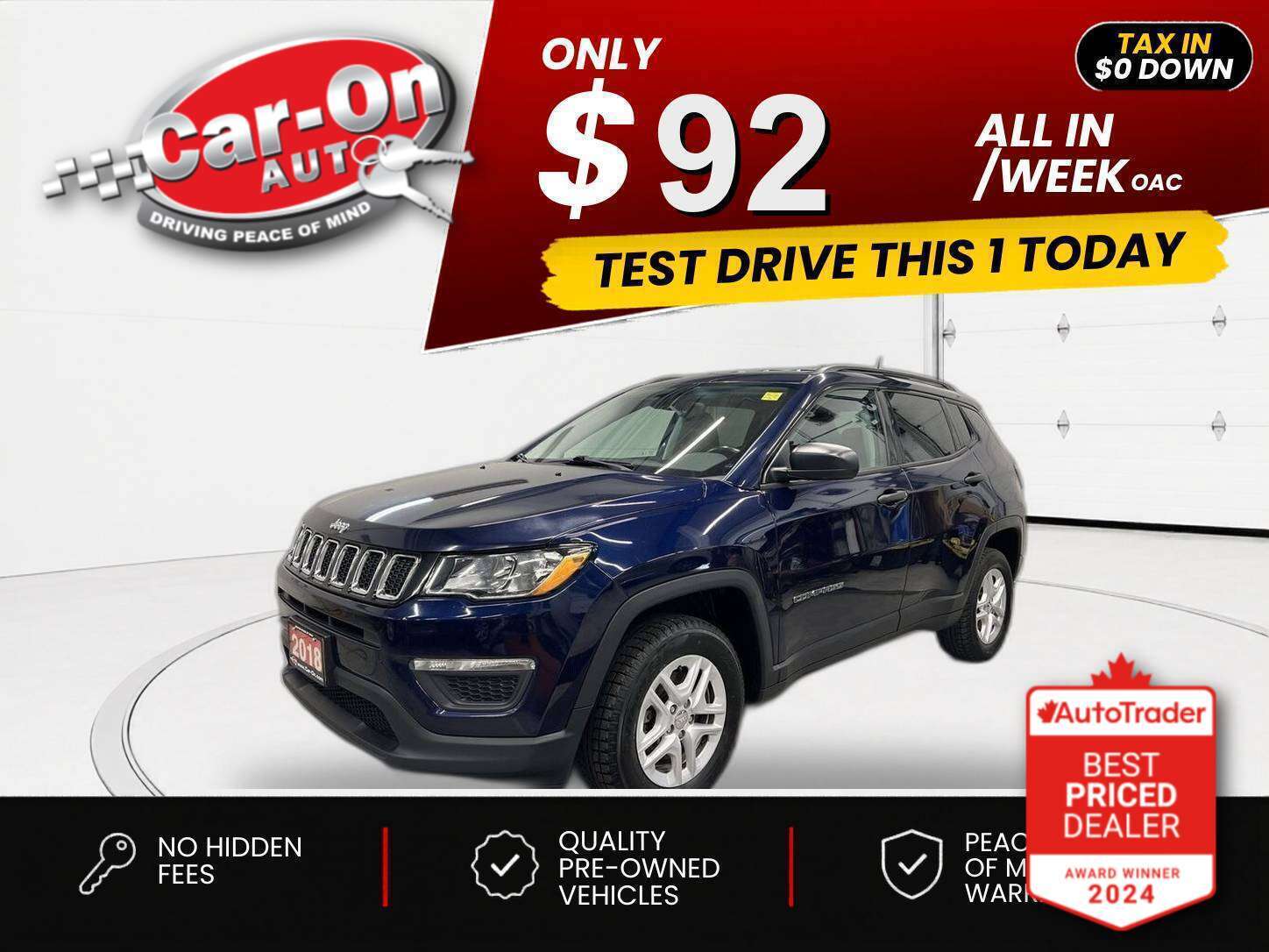 2018 Jeep Compass $0 DOWN $92/WEEK ALL IN