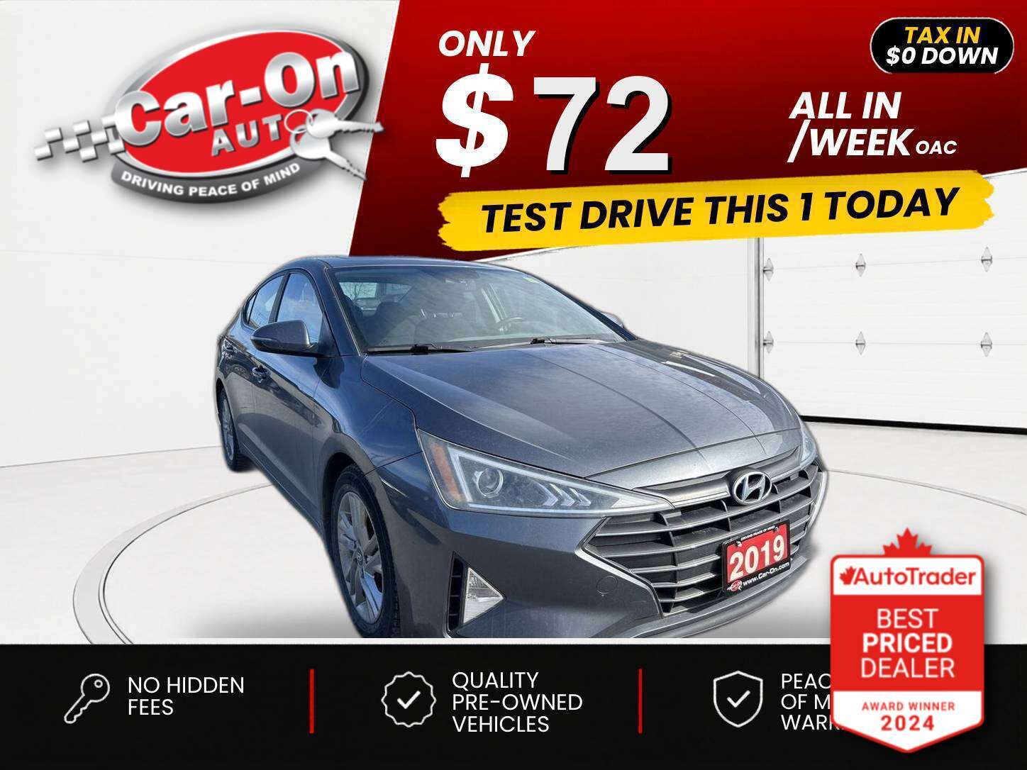2019 Hyundai Elantra $0 DOWN $72/WEEK ALL IN