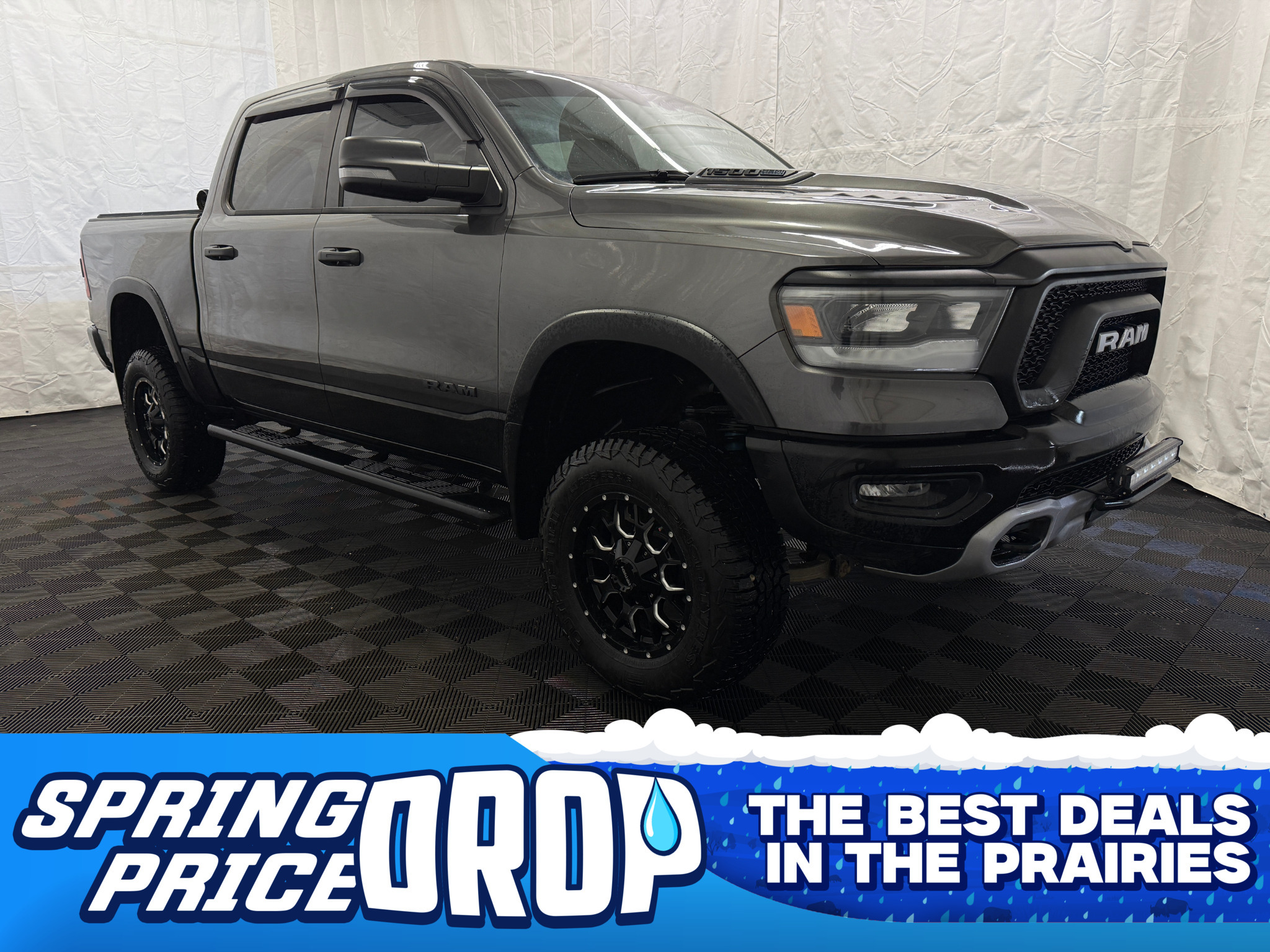 Gray 2024 RAM 1500 Rebel Crew Cab 4WD Pickup Truck Four-Wheel Drive 8-Speed Automatic