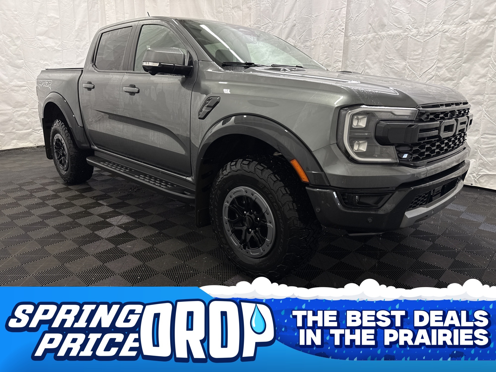 Gray 2024 Ford Ranger Raptor SuperCrew 4WD Pickup Truck Four-Wheel Drive Automatic