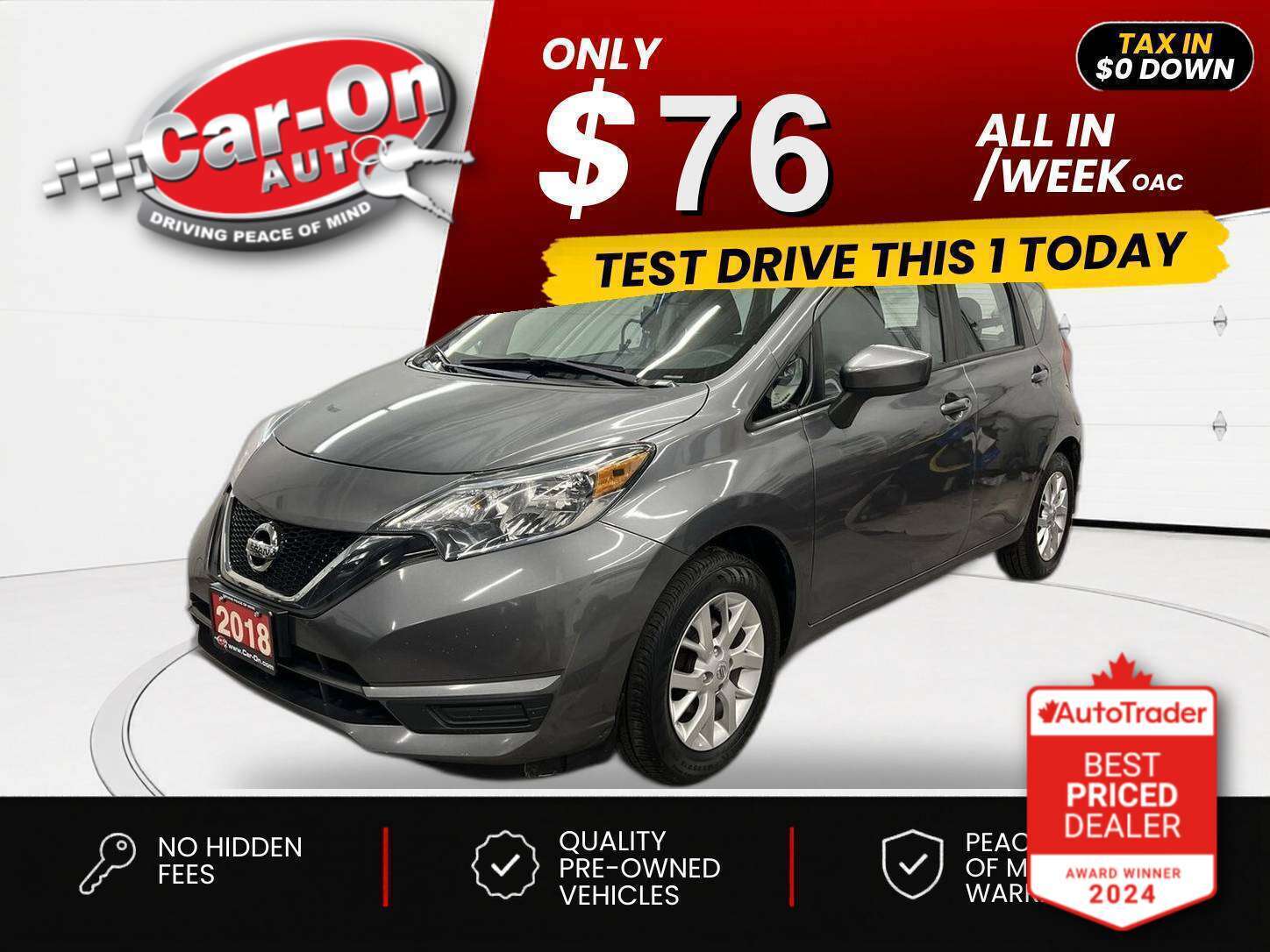 2018 Nissan Versa Note $0 DOWN $76/WEEK ALL IN