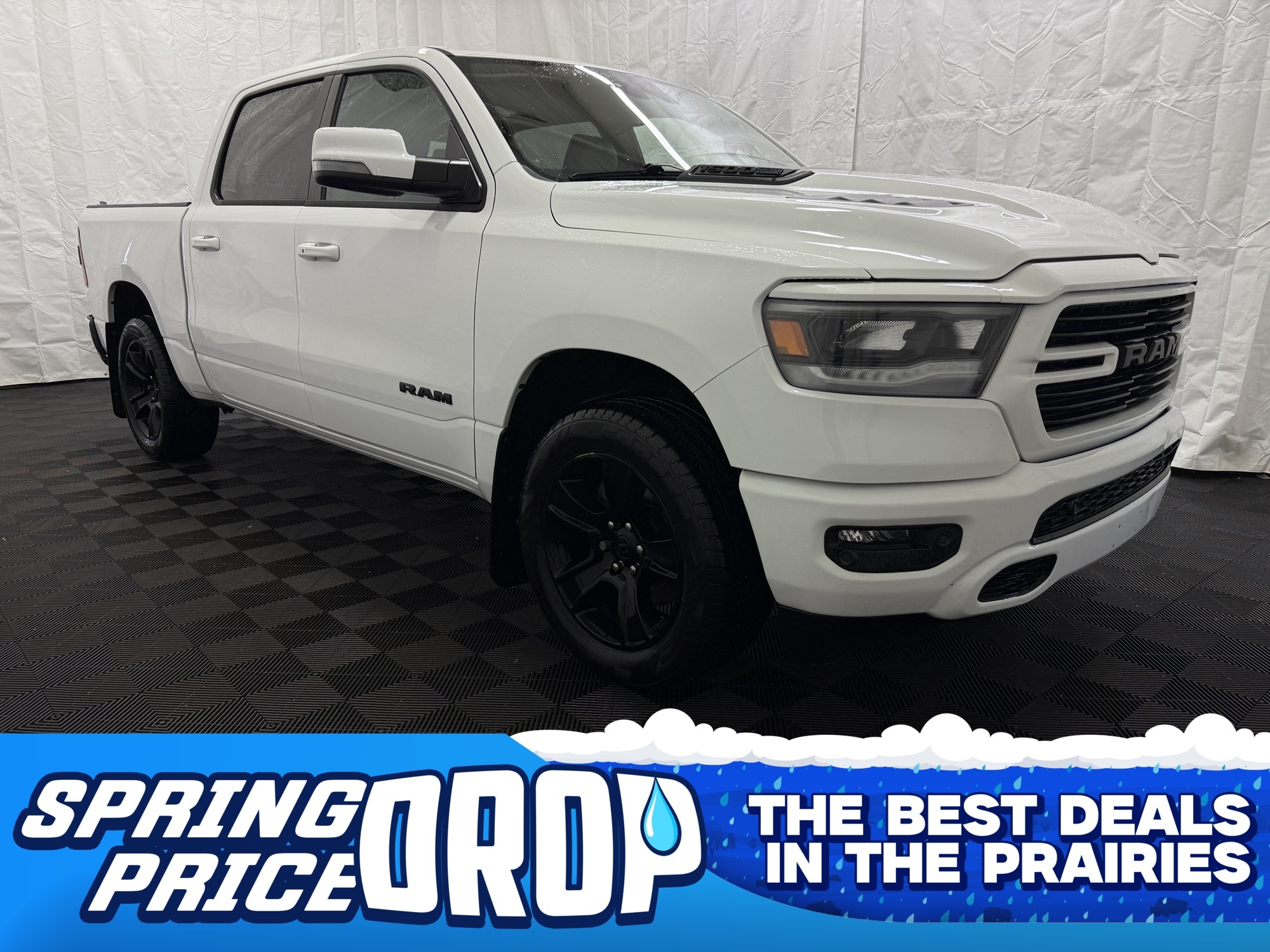 White 2023 RAM 1500 Sport Crew Cab 4WD Pickup Truck Automatic