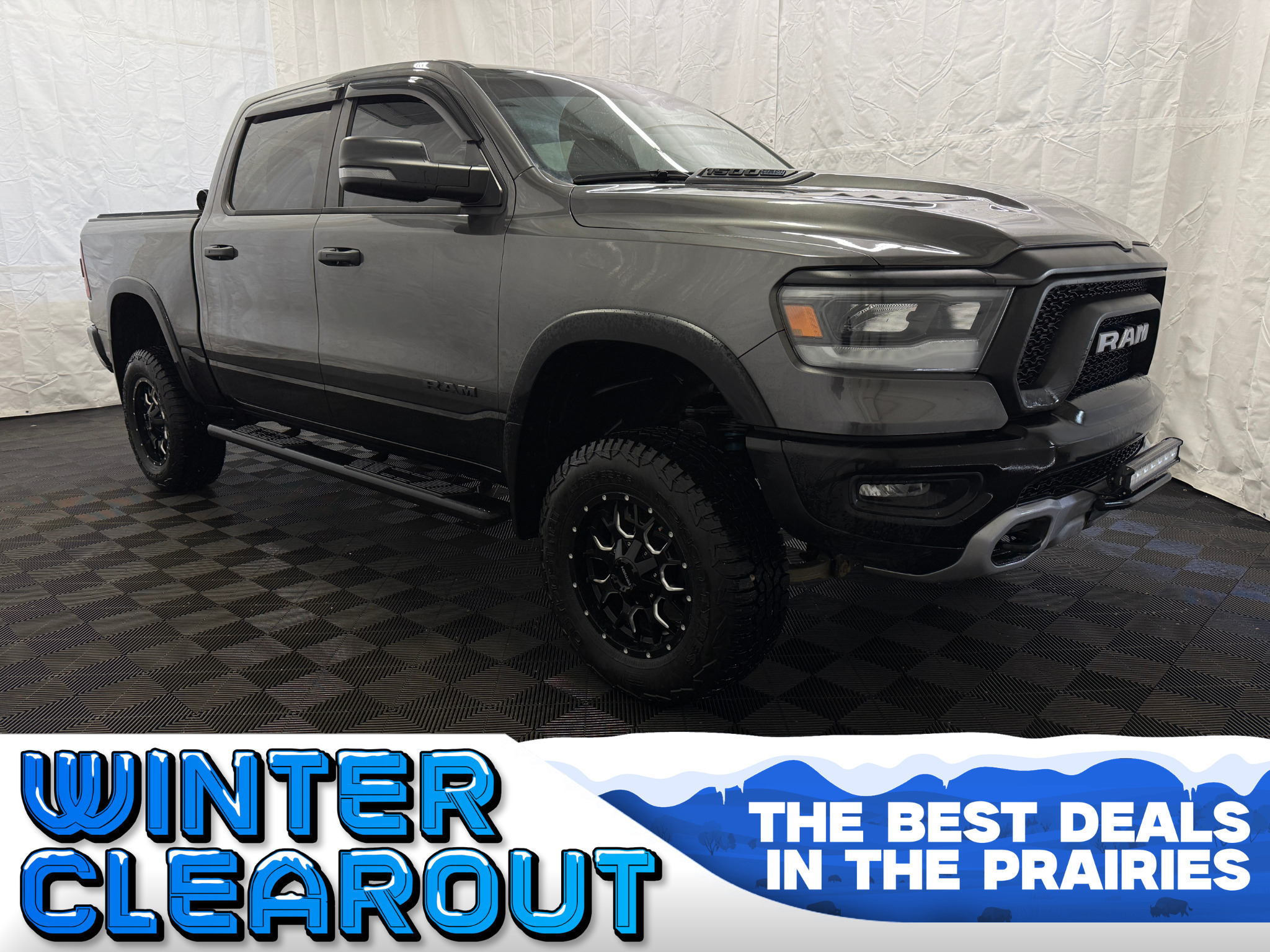 Gray 2024 RAM 1500 Rebel Crew Cab 4WD Pickup Truck Four-Wheel Drive 8-Speed Automatic