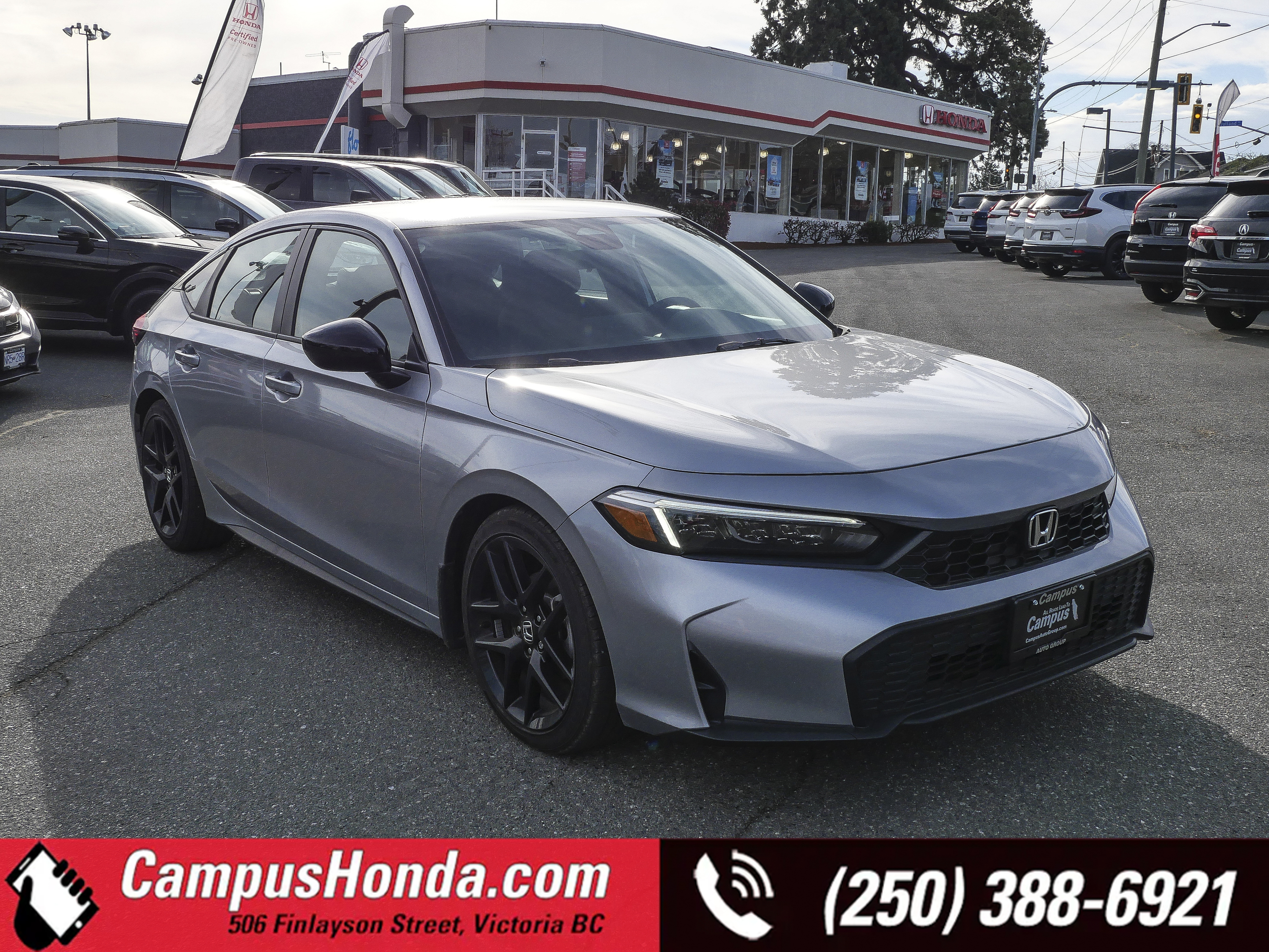 Silver 2026 Honda Civic Hatchback Sport FWD Hatchback Front-Wheel Drive Continuously Variable Transmission