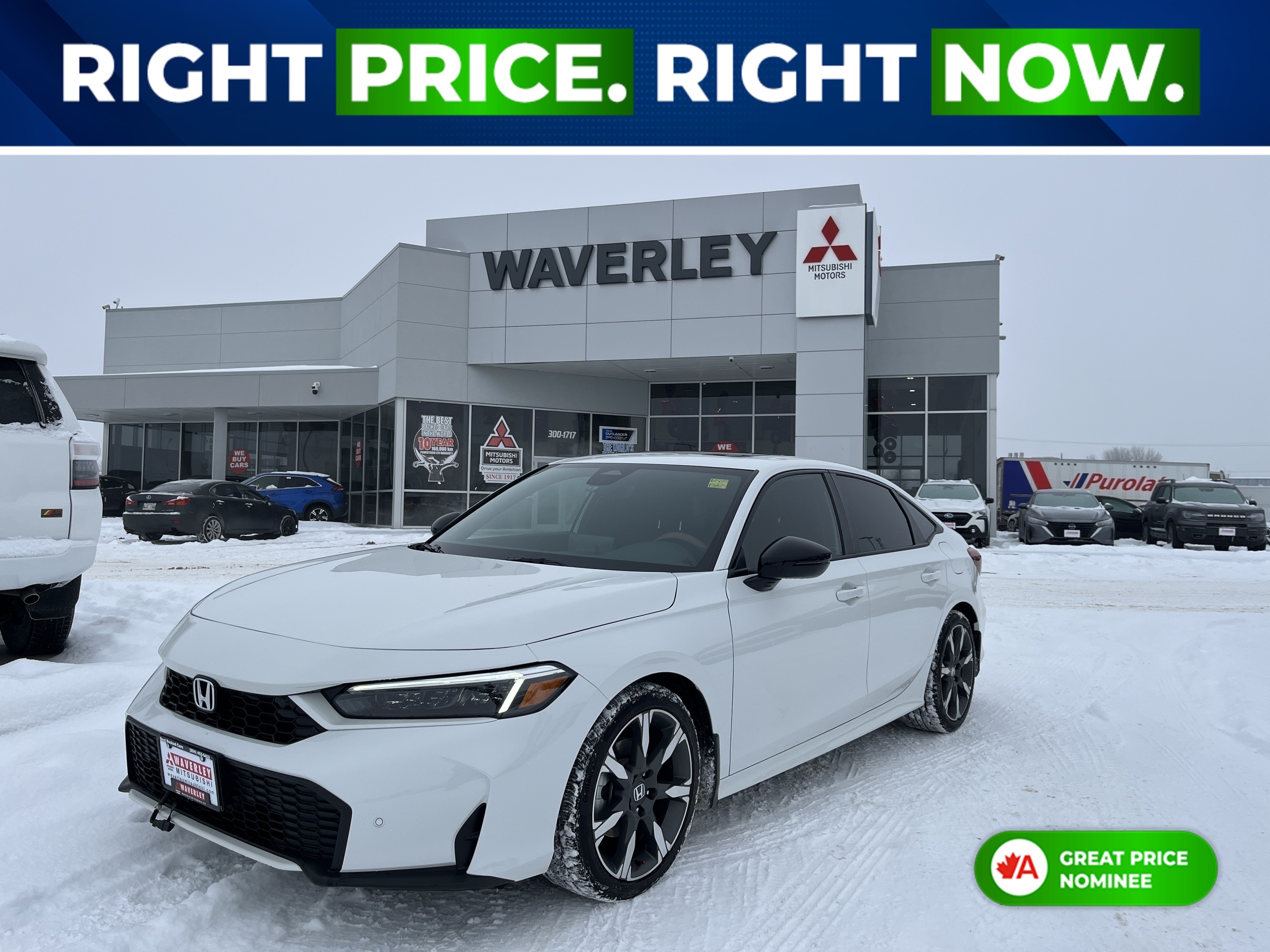 White 2025 Honda Civic Hybrid Sport Touring Sedan FWD Sedan Front-Wheel Drive Continuously Variable Transmission
