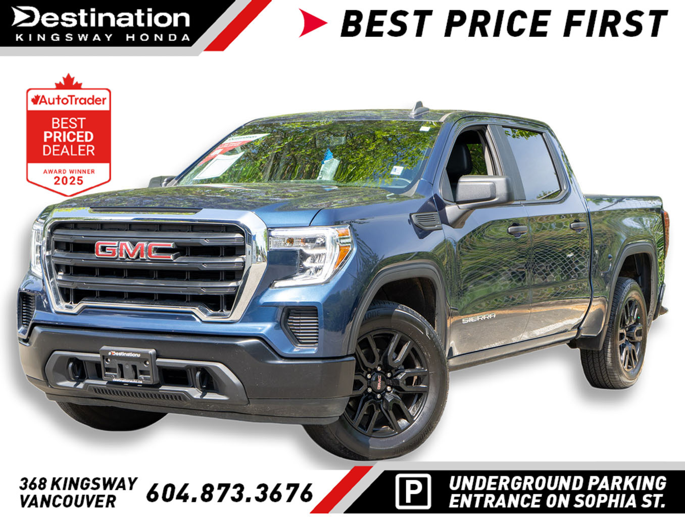 Blue 2021 GMC Sierra 1500 Crew Cab 4WD Pickup Truck Four-Wheel Drive Automatic