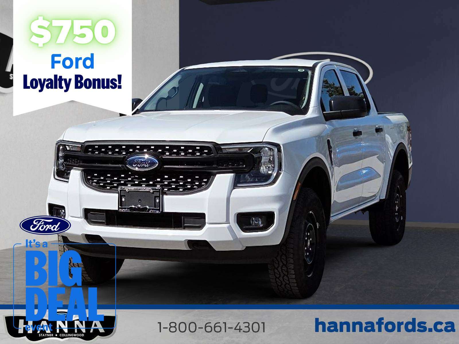 White 2026 Ford Ranger XL SuperCrew 4WD Pickup Truck Four-Wheel Drive Automatic