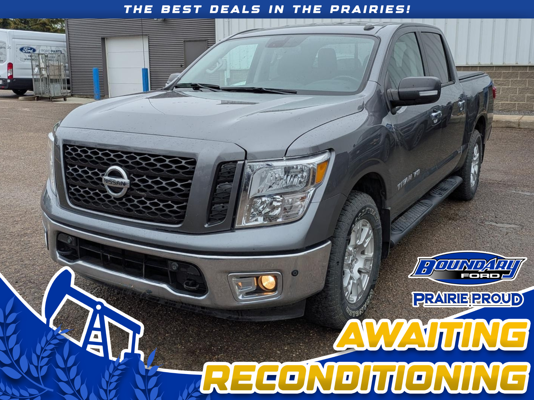 Gray 2019 Nissan Titan SV Crew Cab 4WD Pickup Truck Four-Wheel Drive 7-Speed Automatic