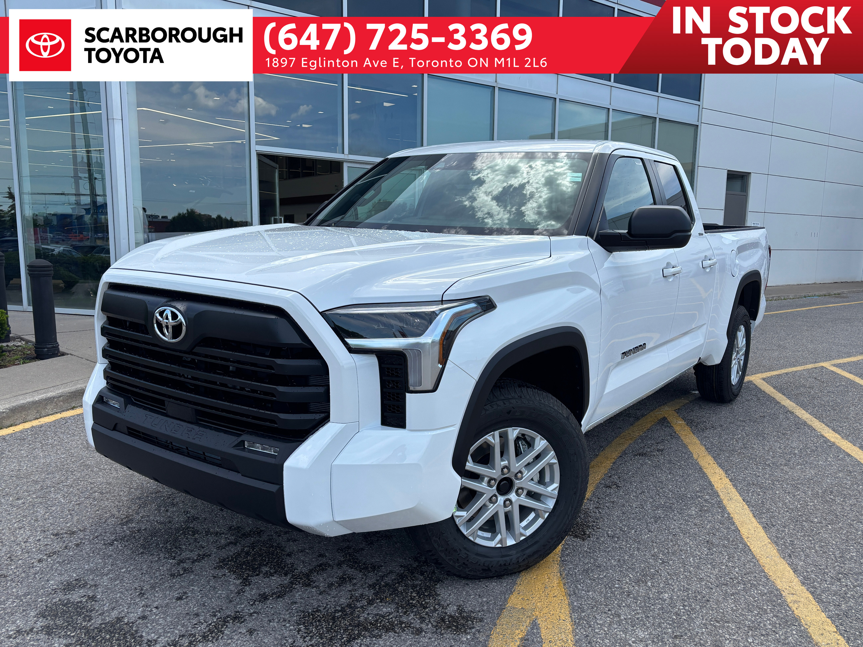 White 2026 Toyota Tundra SR5 Double Cab 4WD Pickup Truck Four-Wheel Drive Automatic