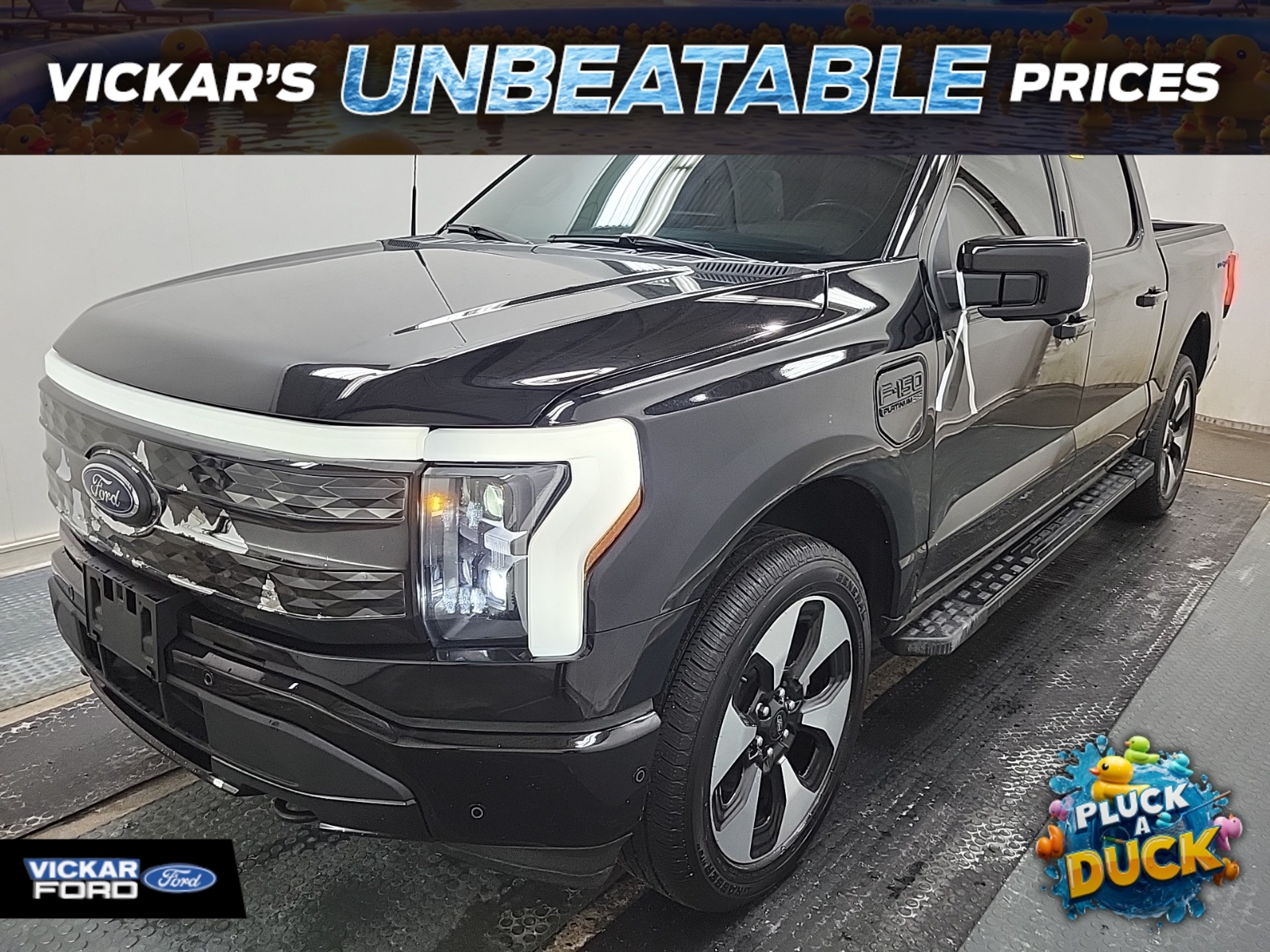 Black 2023 Ford F-150 Lightning Platinum SuperCrew AWD Pickup Truck All-Wheel Drive 1-Speed Automatic