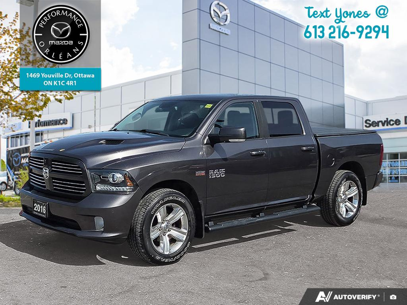 Gray 2016 RAM 1500 Sport Crew Cab 4WD Pickup Truck Four-Wheel Drive 8-Speed Automatic