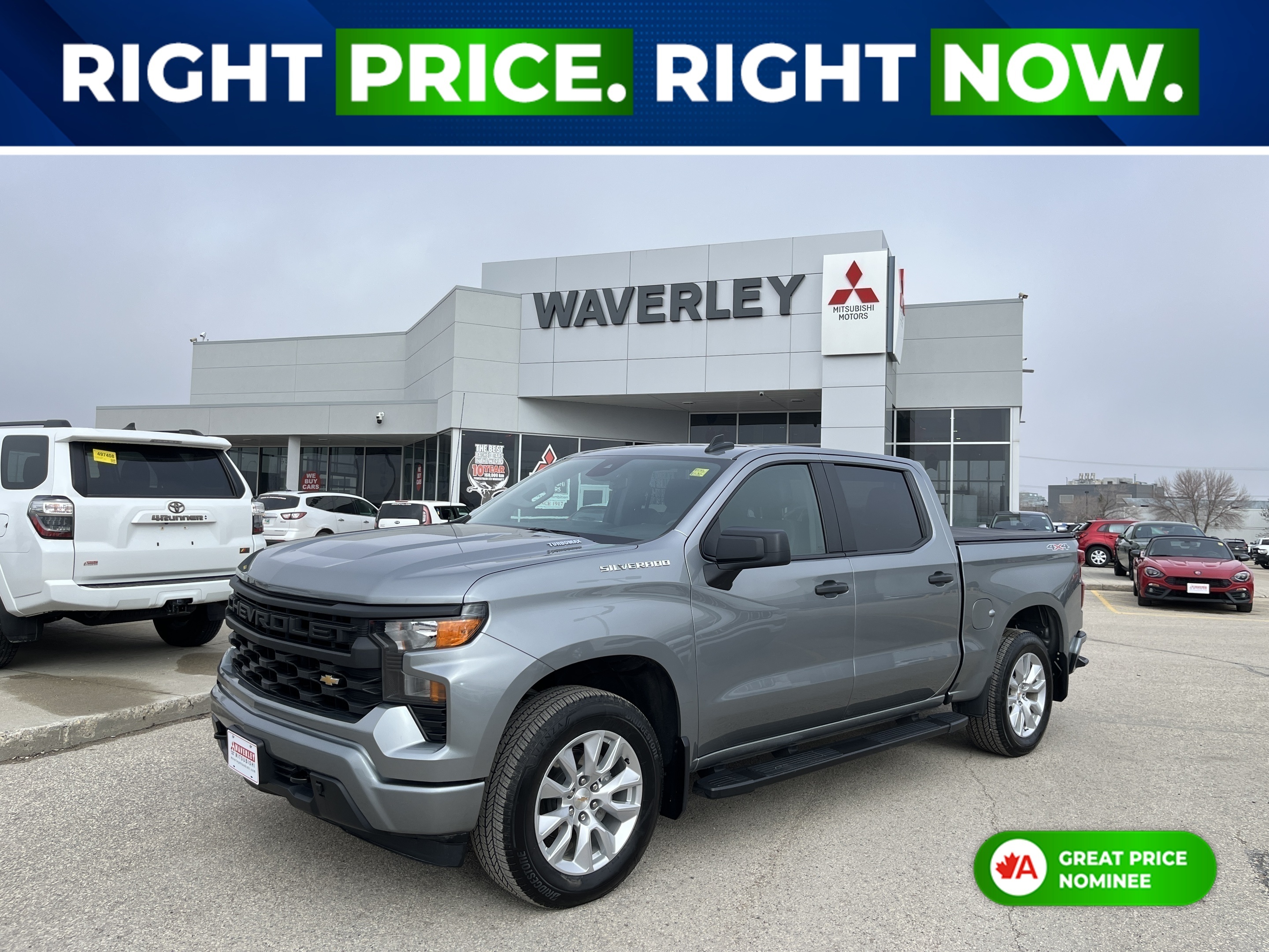 Gray 2025 Chevrolet Silverado 1500 Custom Crew Cab 4WD Pickup Truck Four-Wheel Drive 8-Speed Automatic