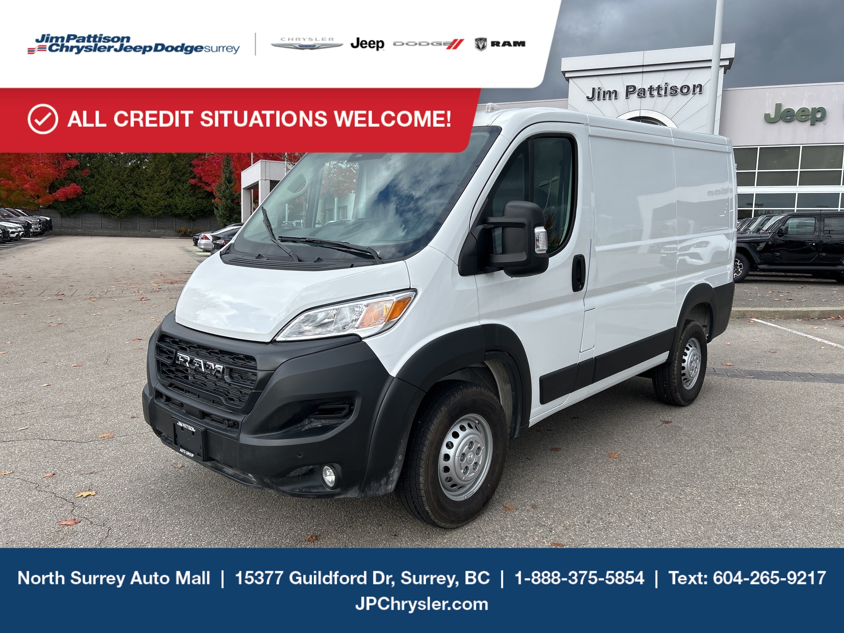 White 2025 RAM ProMaster 1500 Tradesman 118 Low Roof Cargo Van FWD Van Front-Wheel Drive 9-Speed Automatic