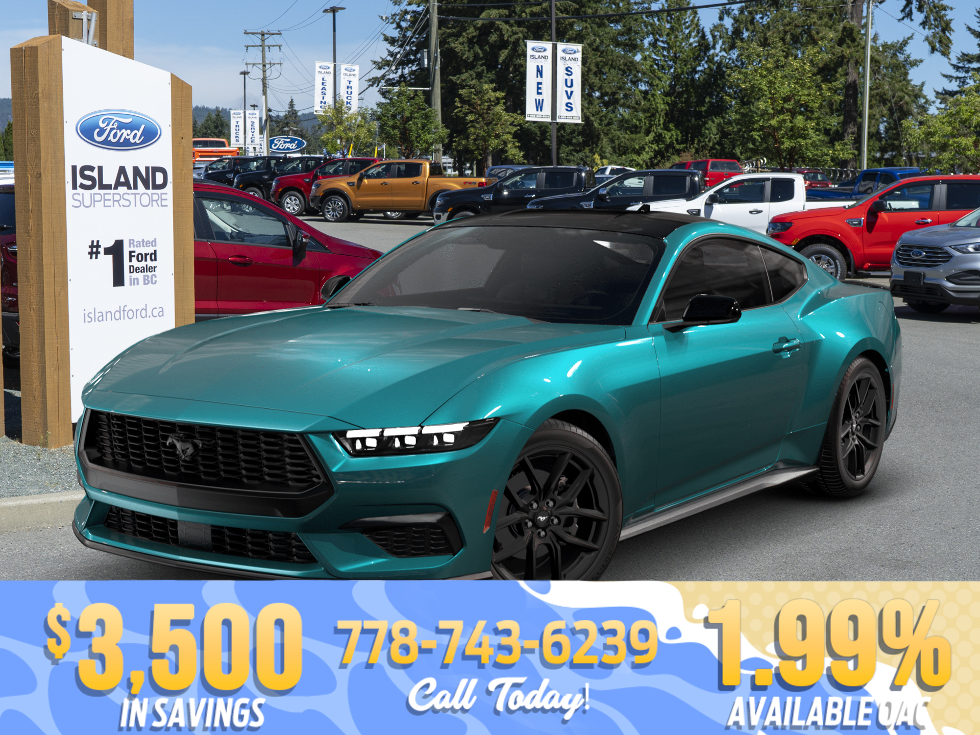 Blue 2026 Ford Mustang EcoBoost Fastback RWD Coupe Rear-Wheel Drive Automatic
